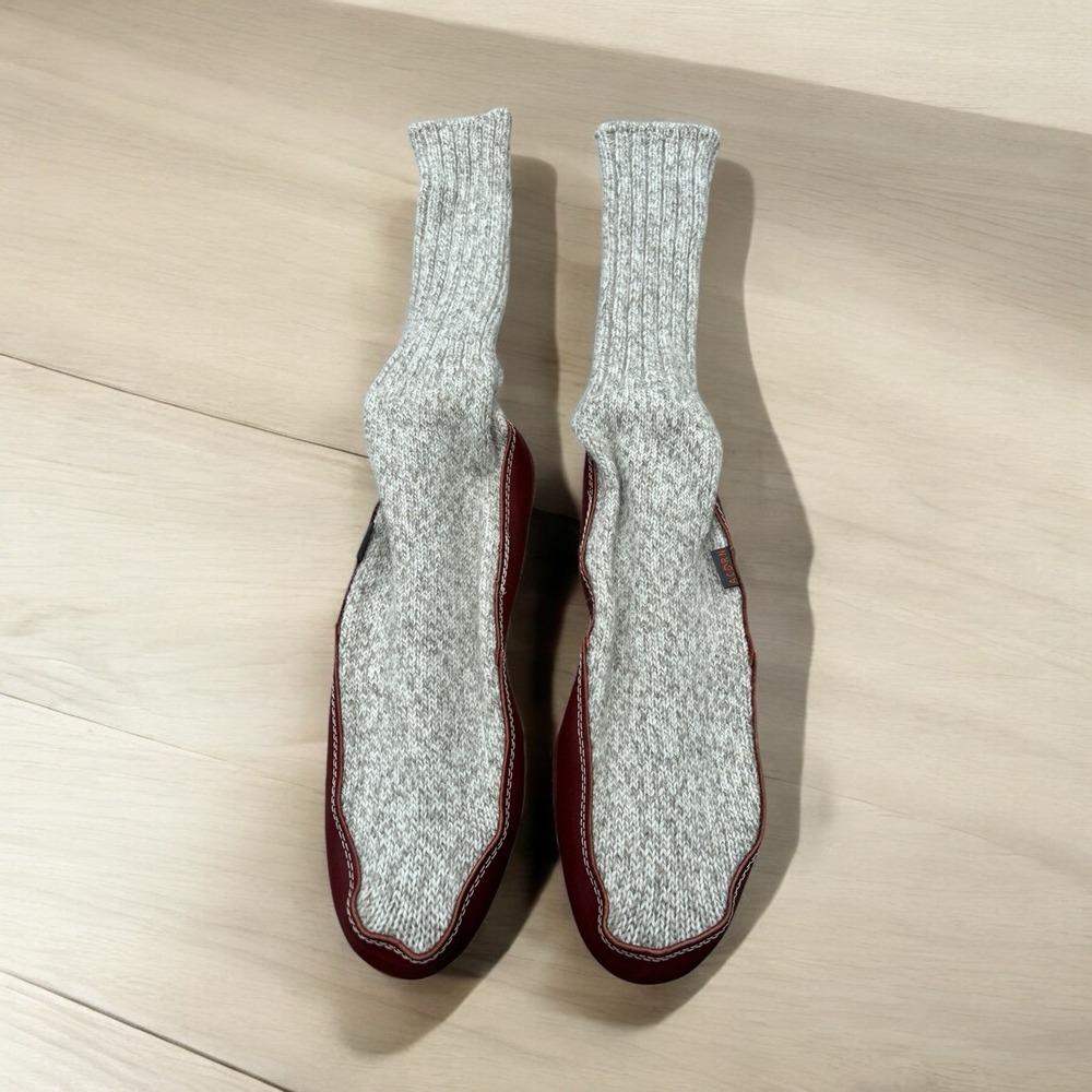 NEW Acorn Gray Men's Leather Sole Slippers 10.5-11.5